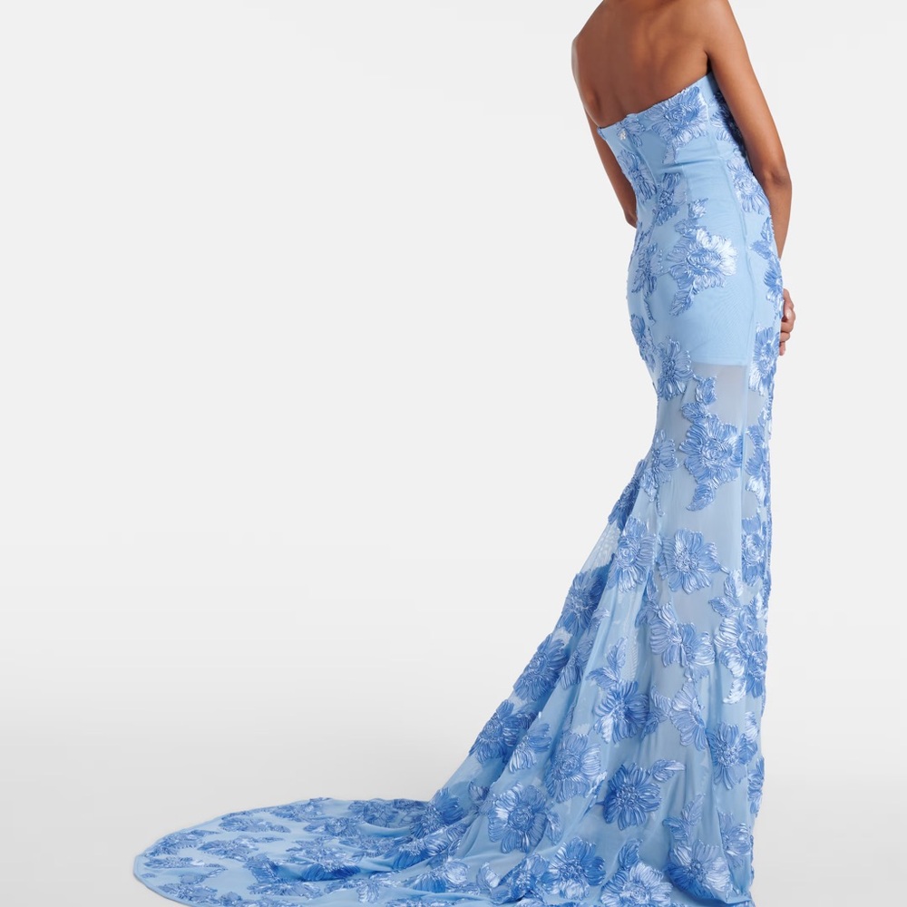 Rotate Alberty blue floral mesh dress